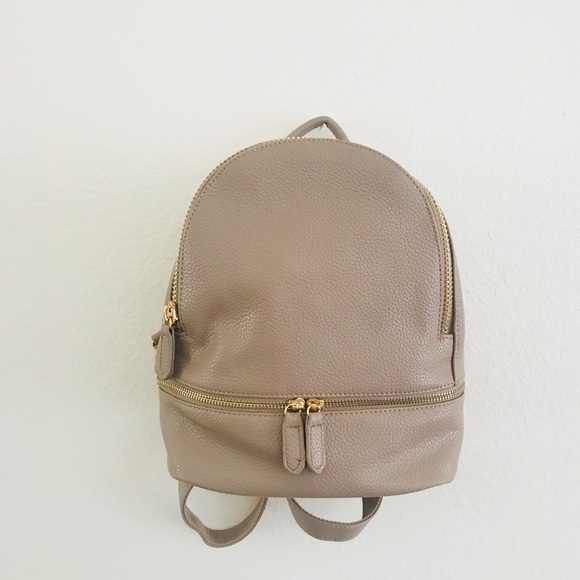 Mini Contemporary Vegan Leather Backpack - Taupe - Picture 6 of 6